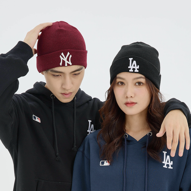 47brand美版职棒联盟毛线帽NY/LA运动帽子冷帽保暖帽男女款