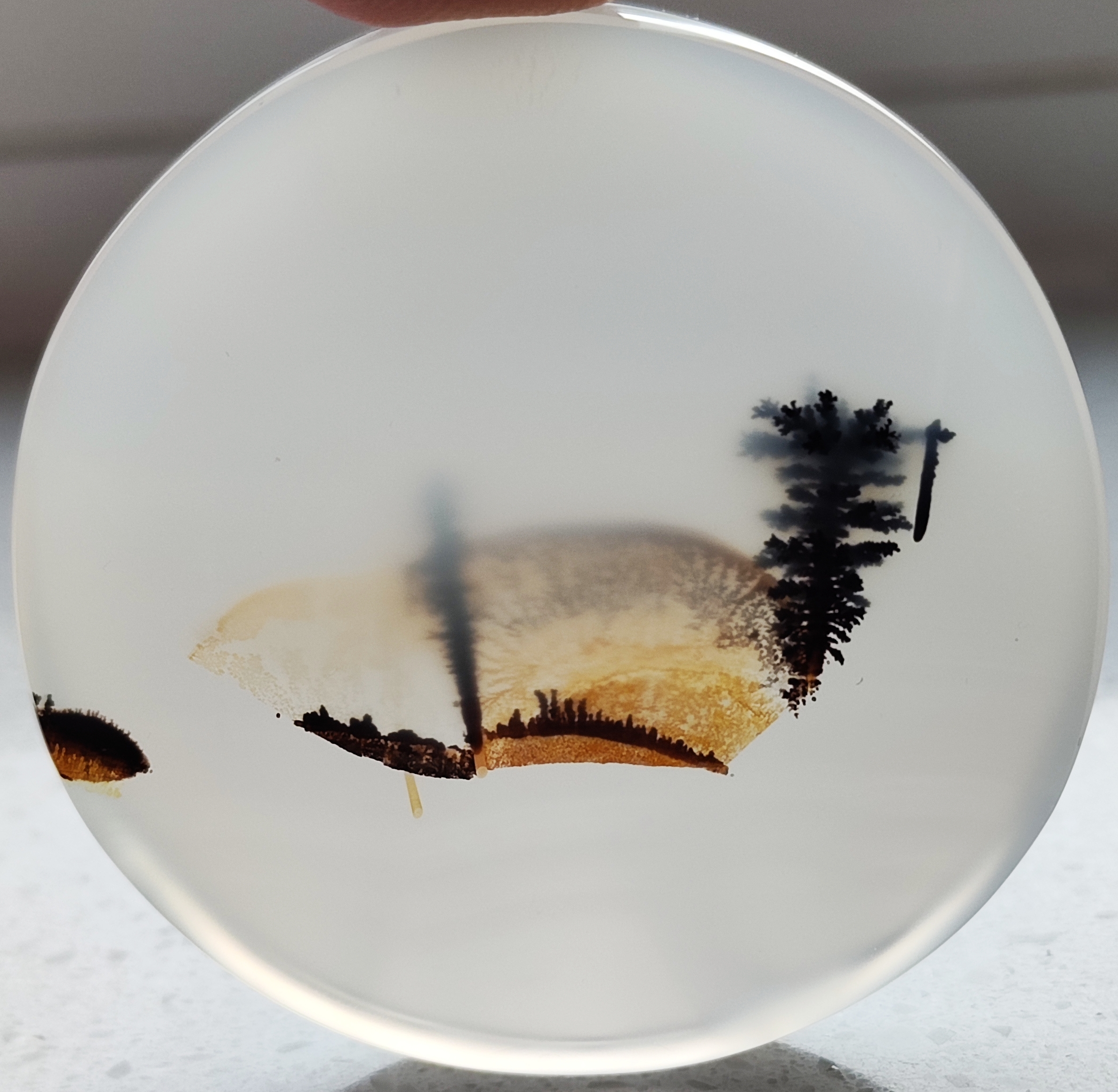 海洋玉髓料草花风景圆牌