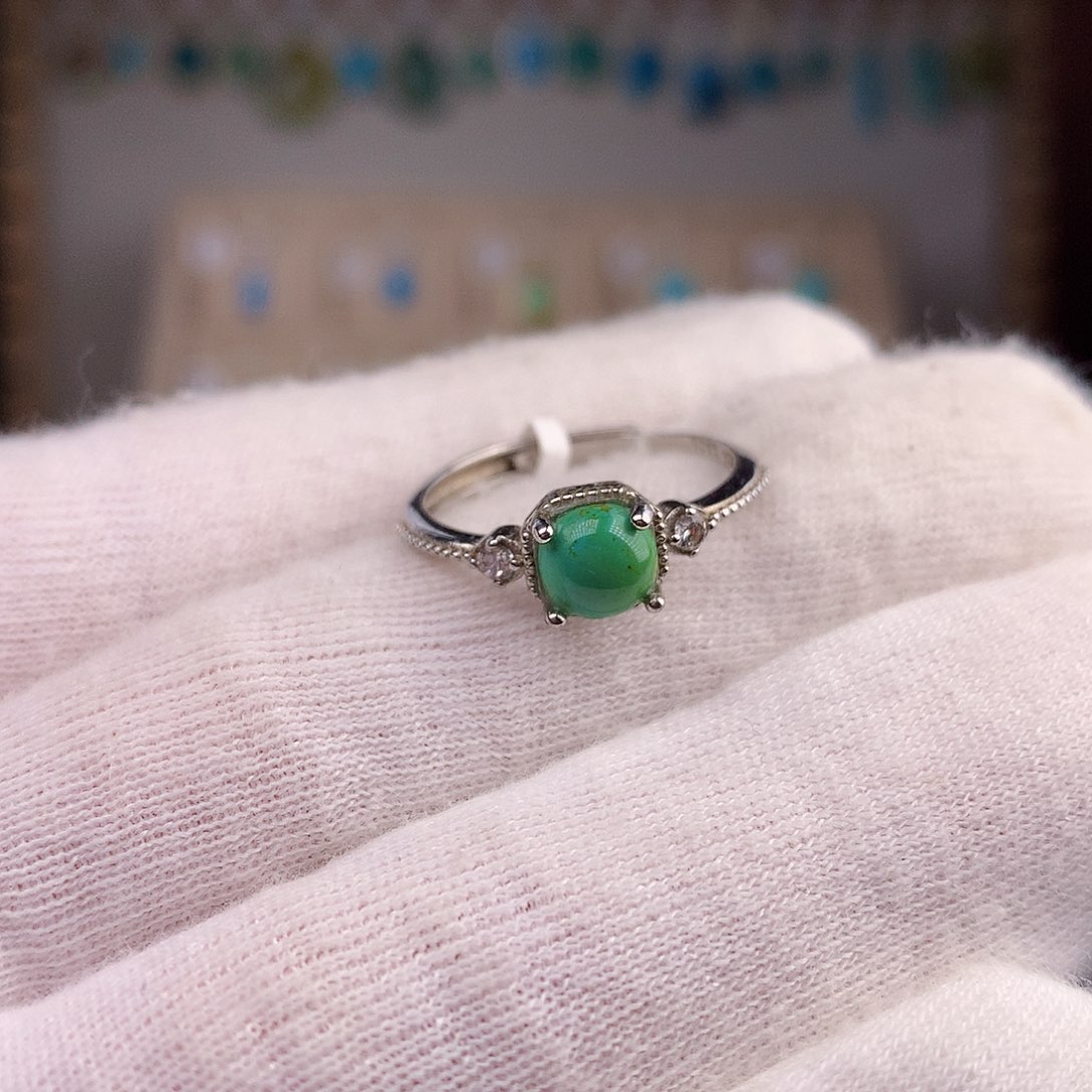 绿松石戒指银S925镶嵌