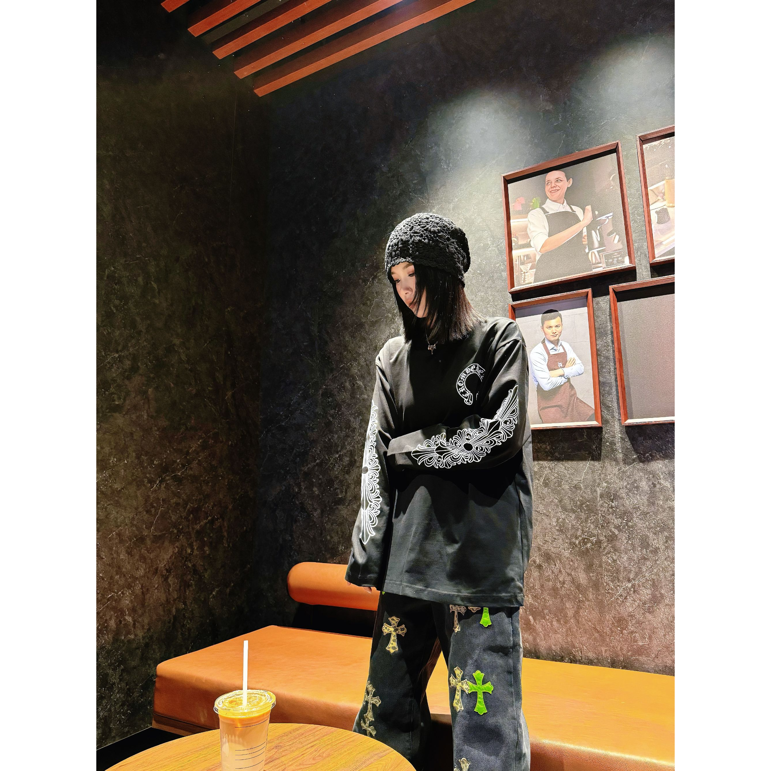 2560克罗家25ss新款印花款长袖T恤高端轻奢男女同款时尚百搭