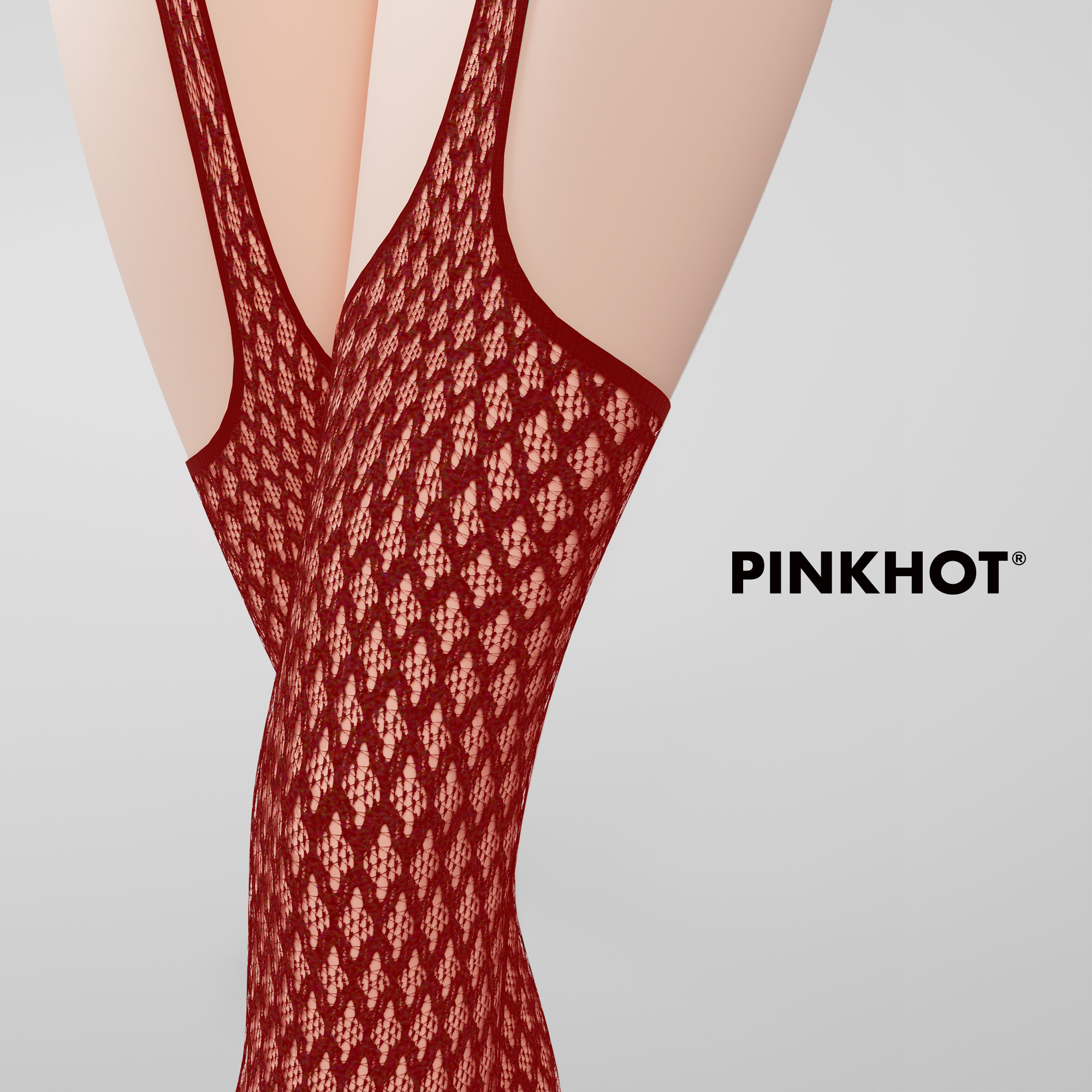 PinkHot高阶限定！「毒药D系列」安可拉红色连腰一体钻石网眼丝袜