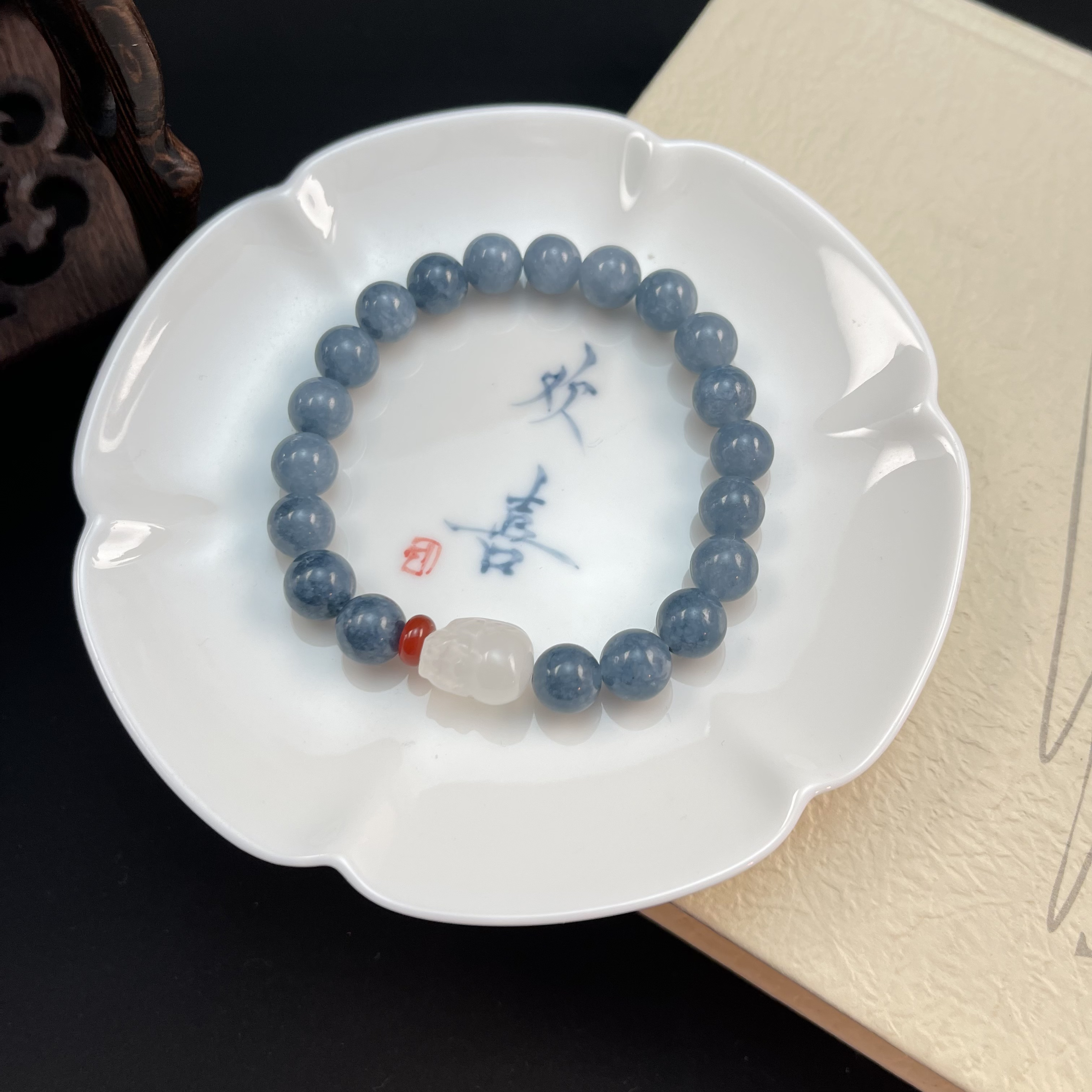 民族风复古雅典蓝碧【喜金水】貔貅单圈设计款手串