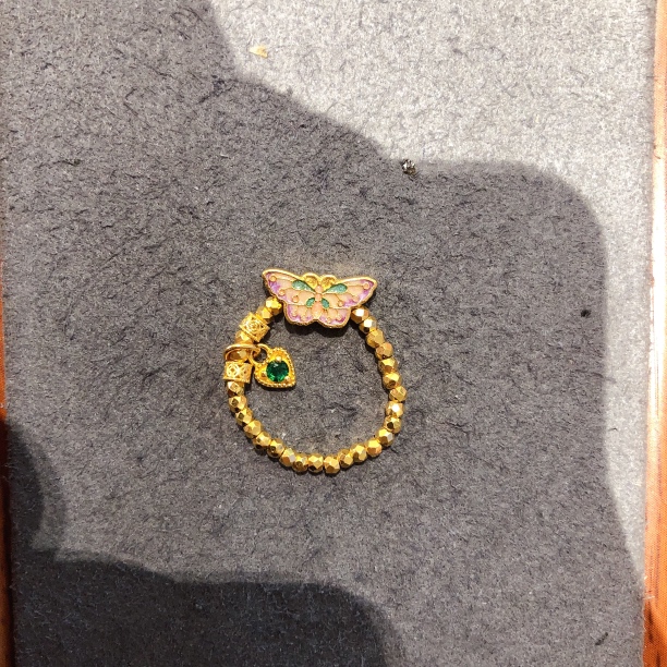 足金999烧蓝蝴蝶吊坠古法！宝