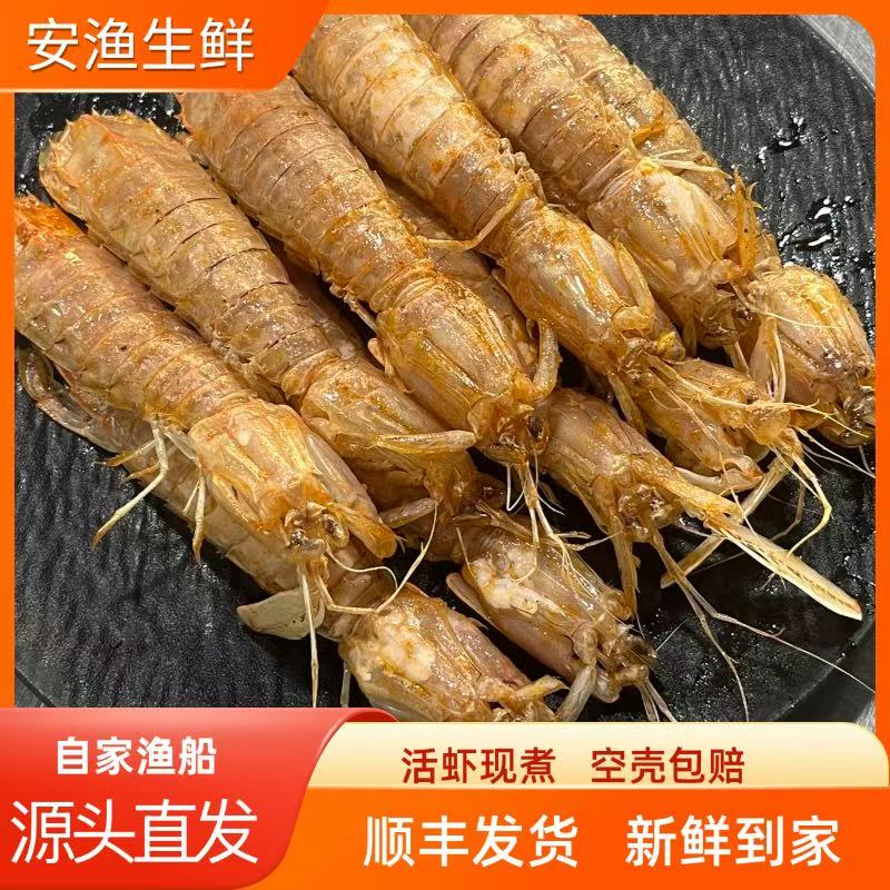 北海海捕全母带膏皮皮虾虾爬子鲜活煮熟锁鲜大号顺丰发货送椒盐