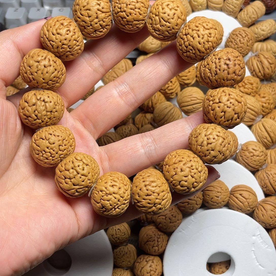 桃木高***工桃核手串21+苹果圆