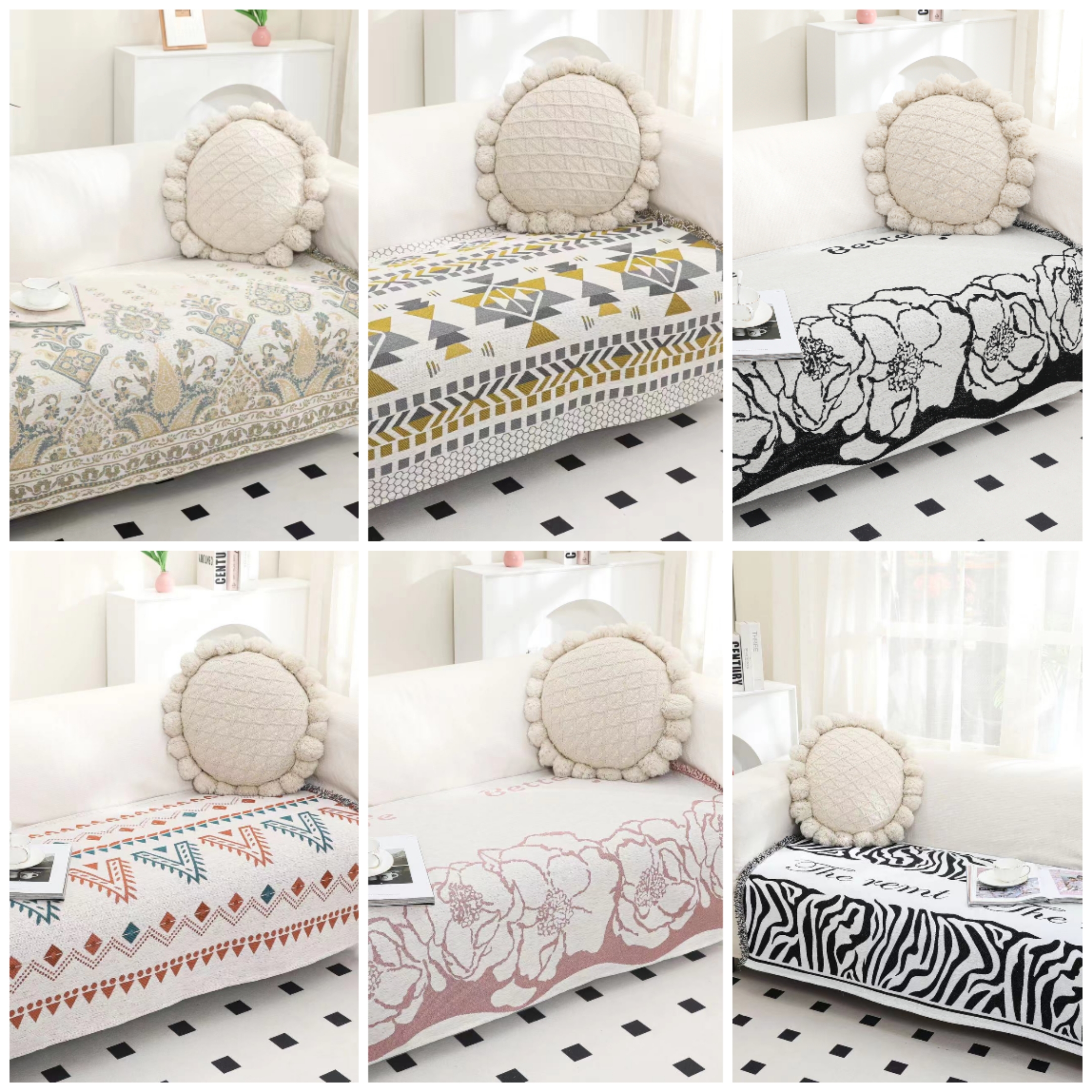 【L雪尼尔沙发巾】90*220cm雪尼尔沙发巾花色随机可机洗直播为准