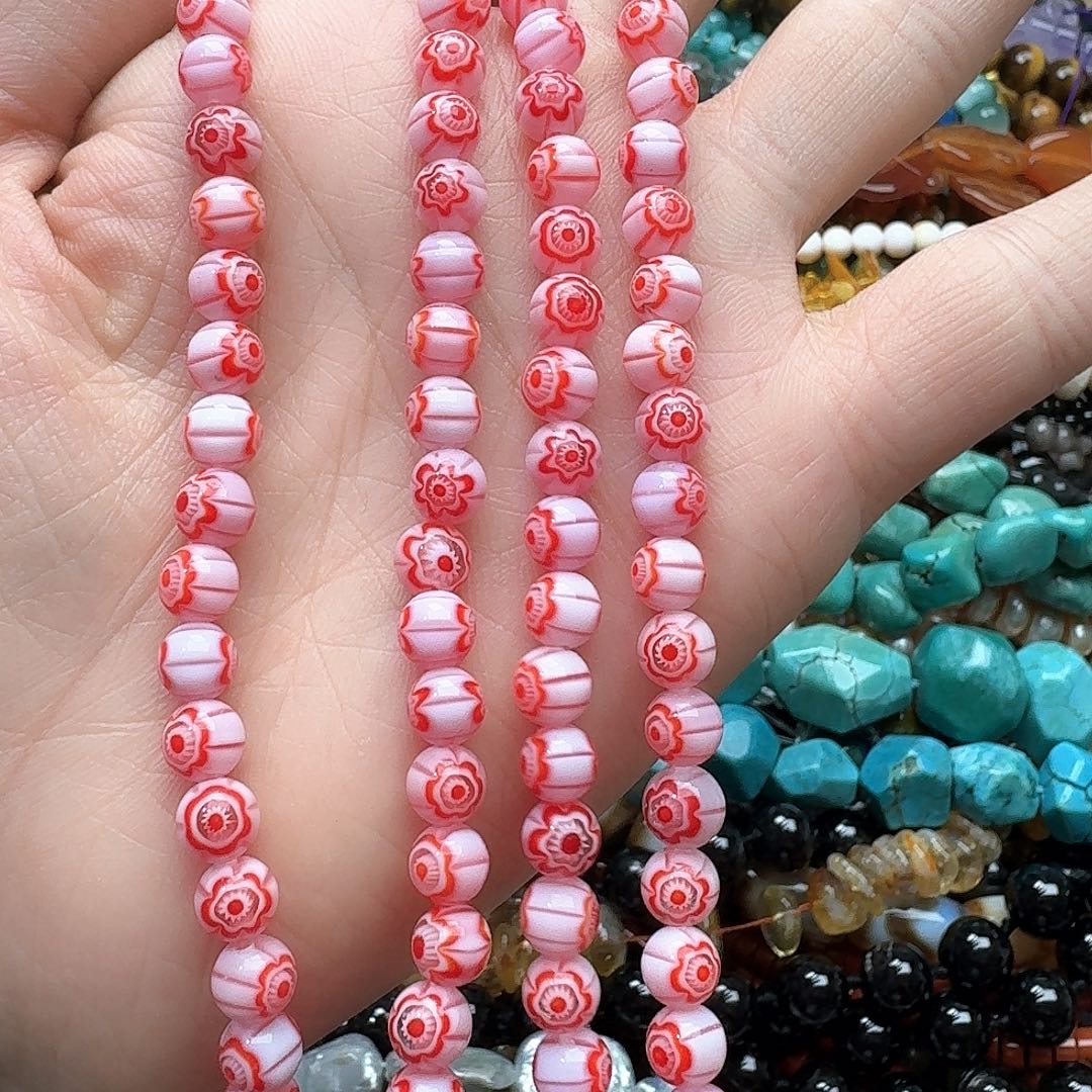 玛瑙/玉髓未镶嵌珠宝半成品2条7mm琉璃