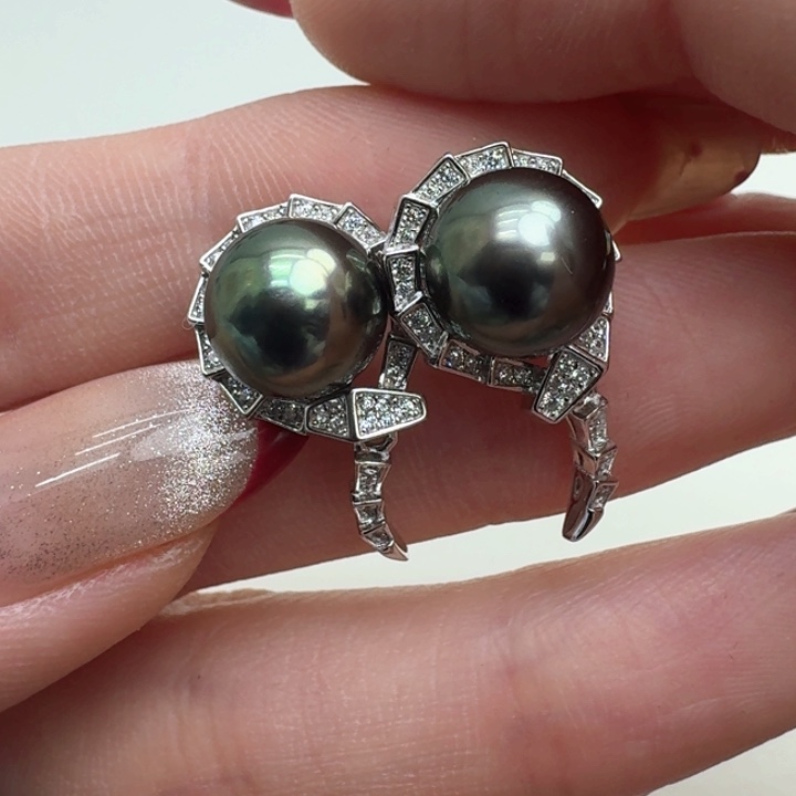 海水珍珠耳饰银S925镶嵌