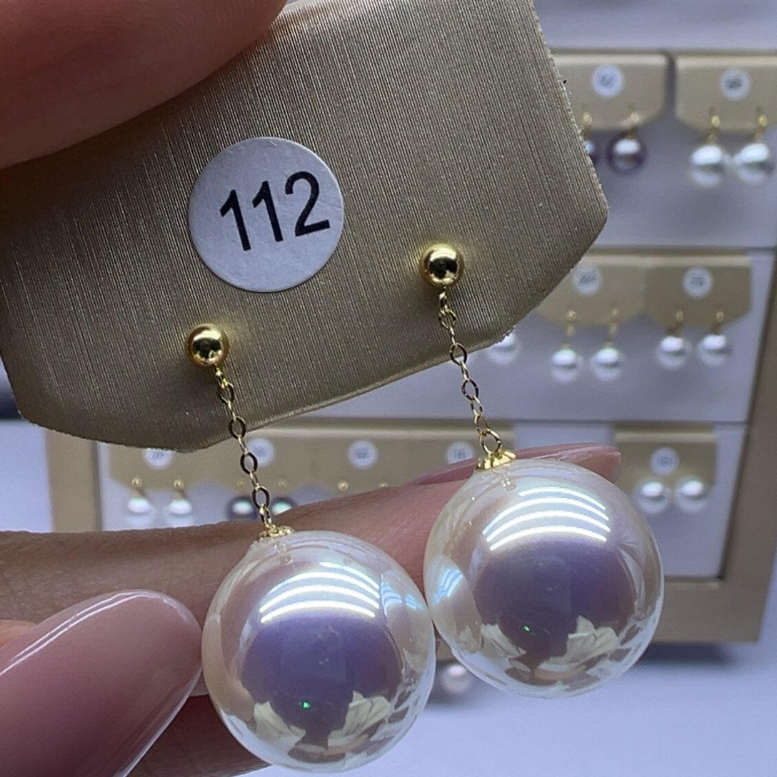 淡水珍珠耳饰18K金镶嵌