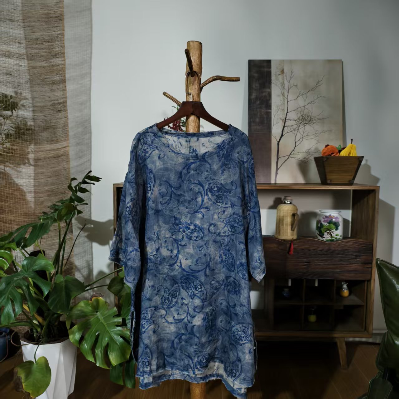 【大梅子推荐】设计款苎麻圆领袍子MQ7182