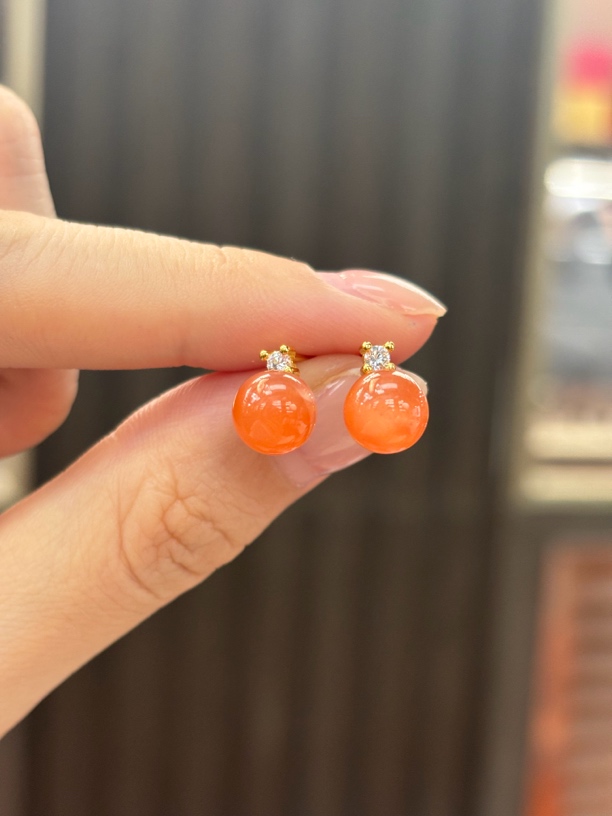 8006WM南红耳钉s925银镶多样性发其一