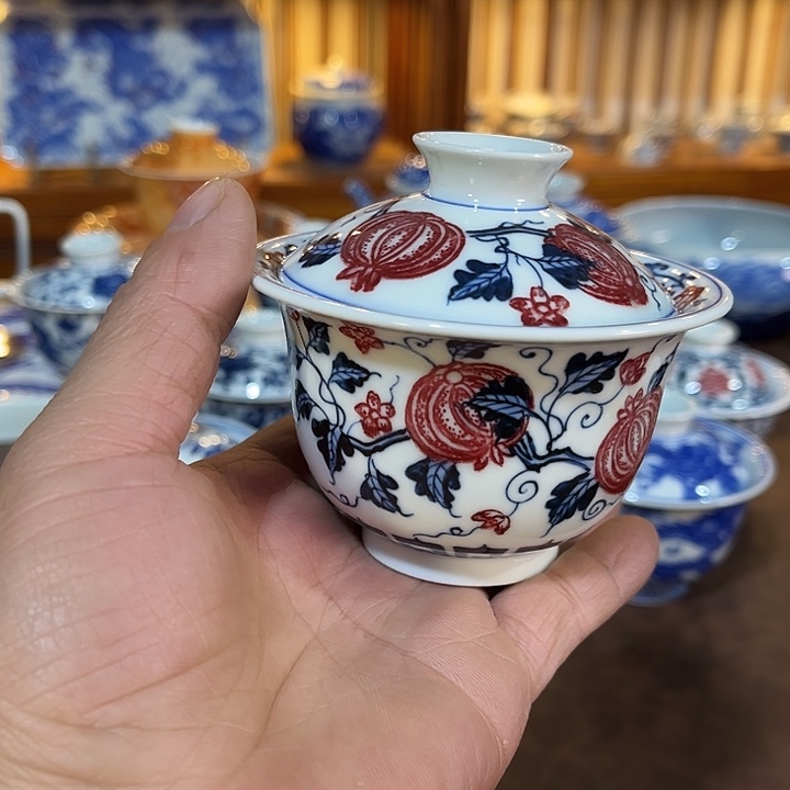 錡镇堂手工手绘盖碗