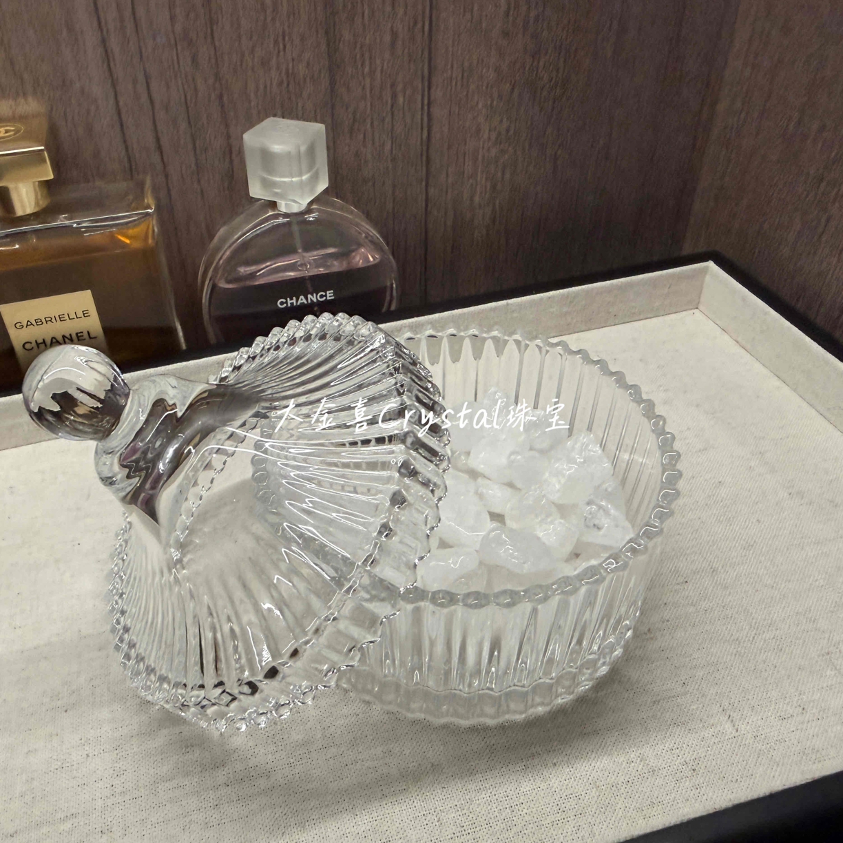 天然消磁石套装（大消磁碗+天然白水晶石）手串水晶消磁碗