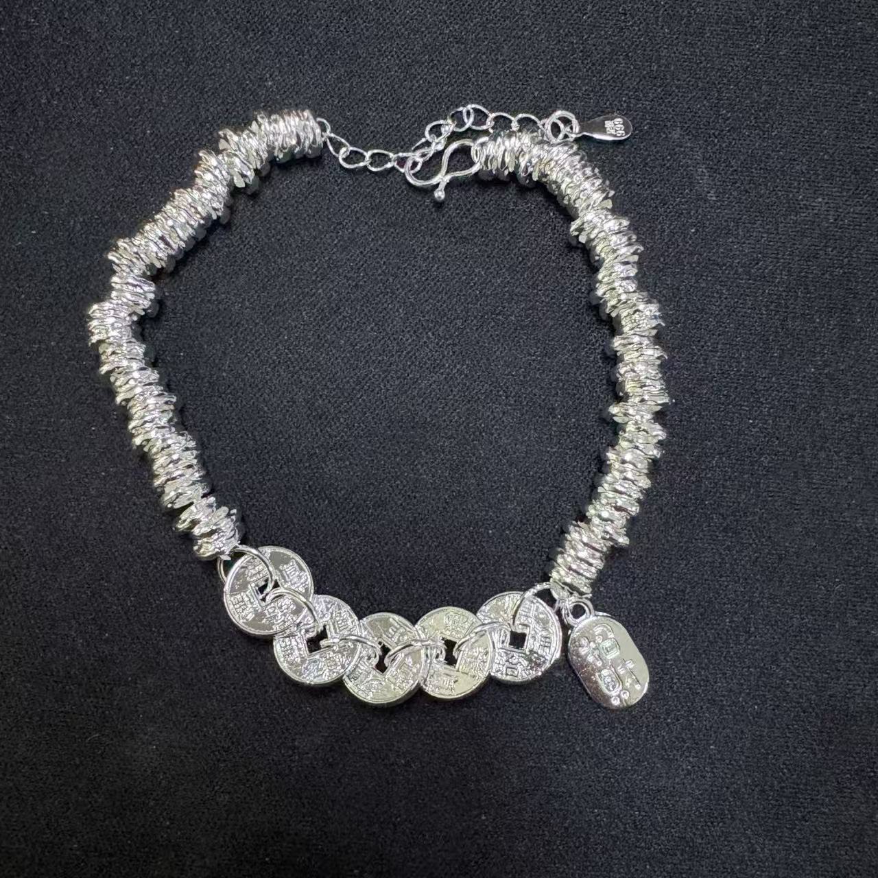 999  银同款  五帝钱盘缠手链  YZK408