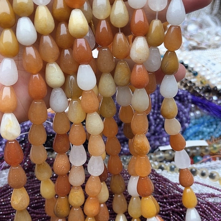 未镶嵌玛瑙/玉髓珠宝半成品一条10/13mm左右金丝玉水滴