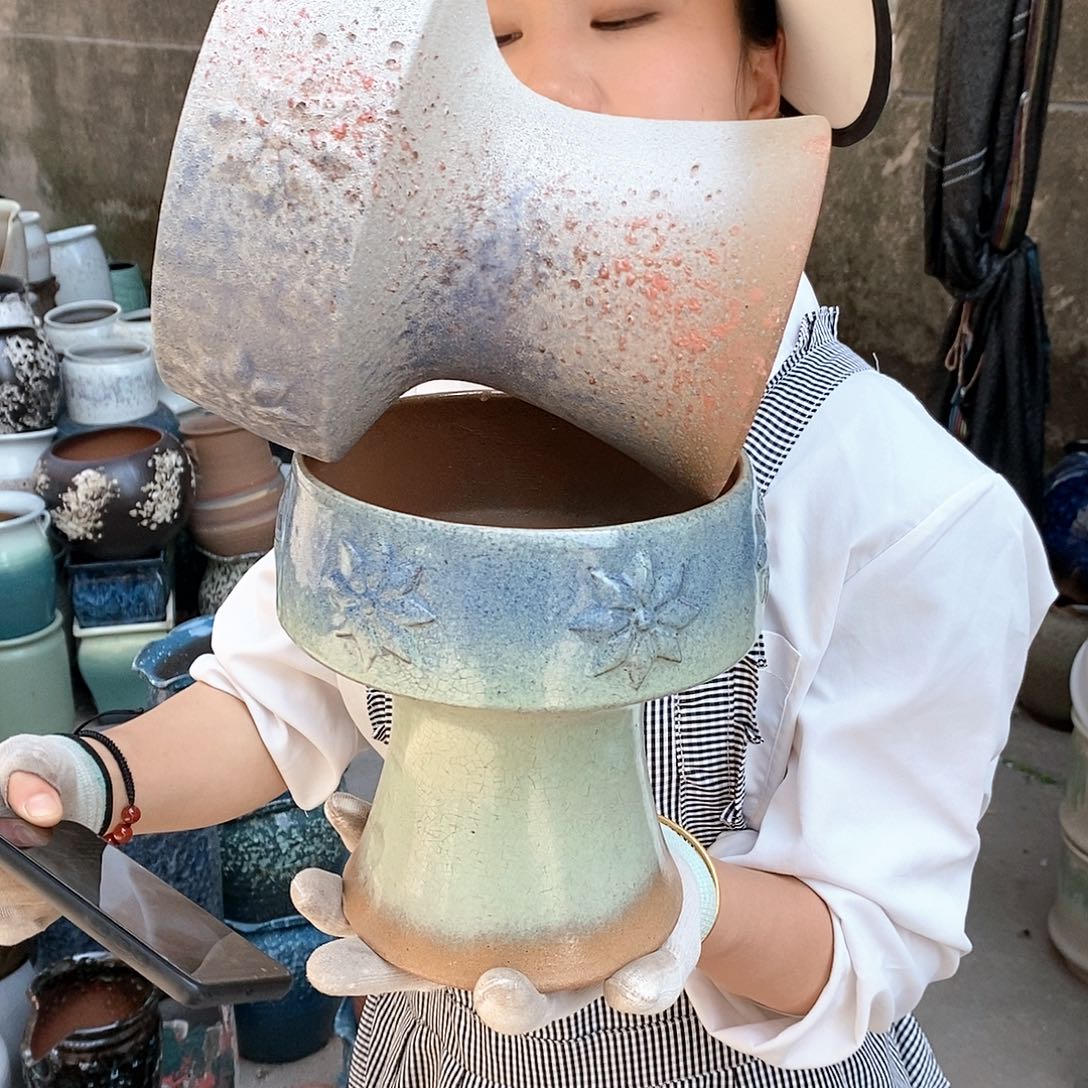 紫砂花盆瑕疵口16高18