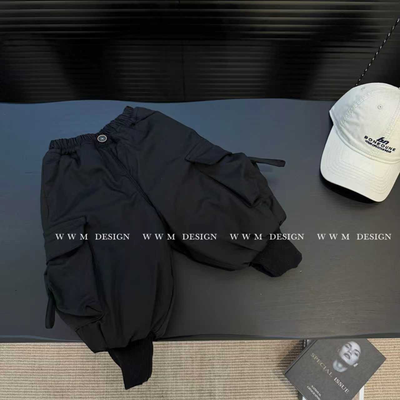 【文文妈】冬款工装裤加厚男童长裤2025新款休闲裤宽松儿童束脚长裤