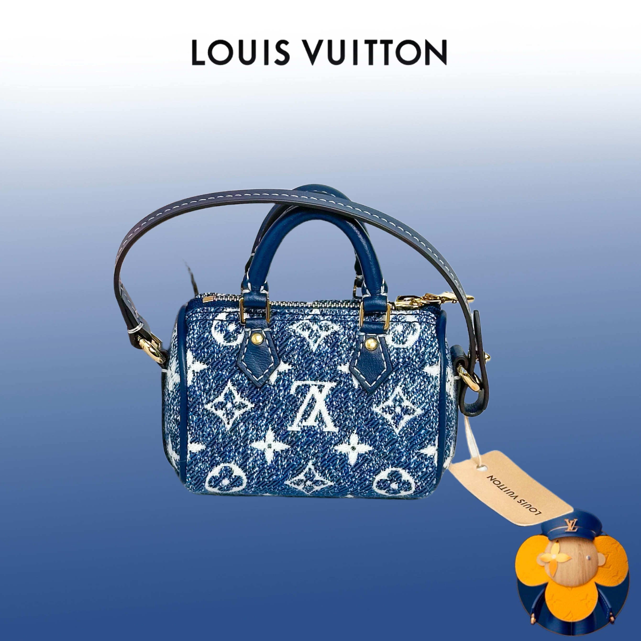 99新 LouisVuitton/路易威登 Micro speedy牛仔超mini老花 零钱包