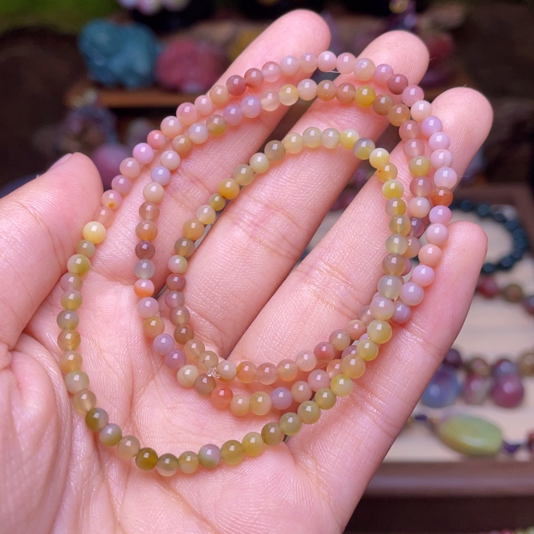 玛瑙/玉髓未镶嵌珠宝半成品盐源玛瑙小米多圈