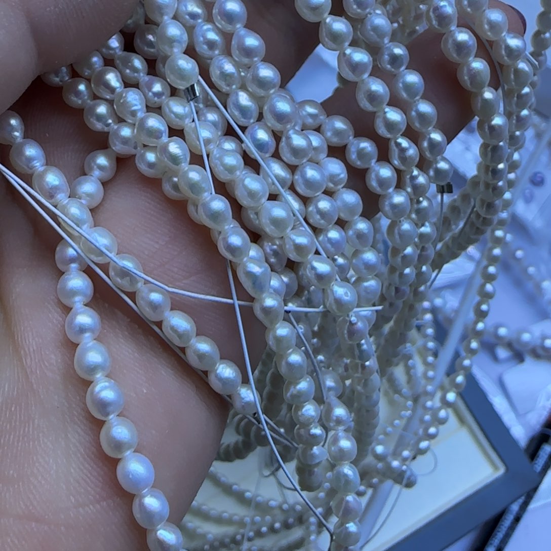 淡水珍珠半成品3mm一条未镶嵌