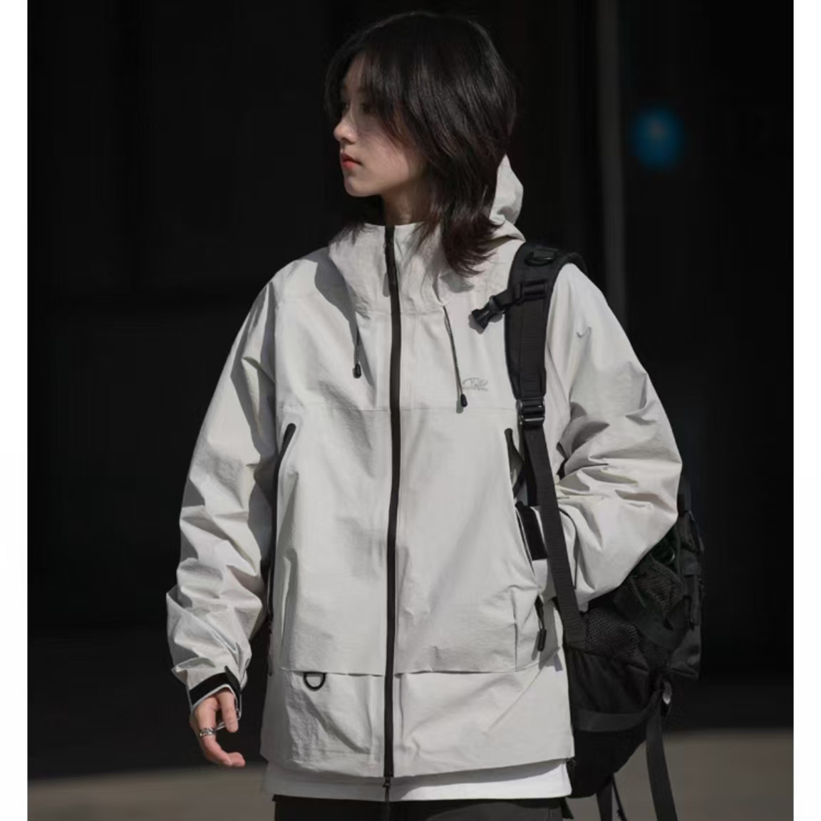 KM911春秋潮牌美式复古山系户外机能冲锋衣宽松休闲夹克外套