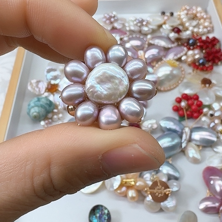 淡水珍珠胸饰银S925镶嵌