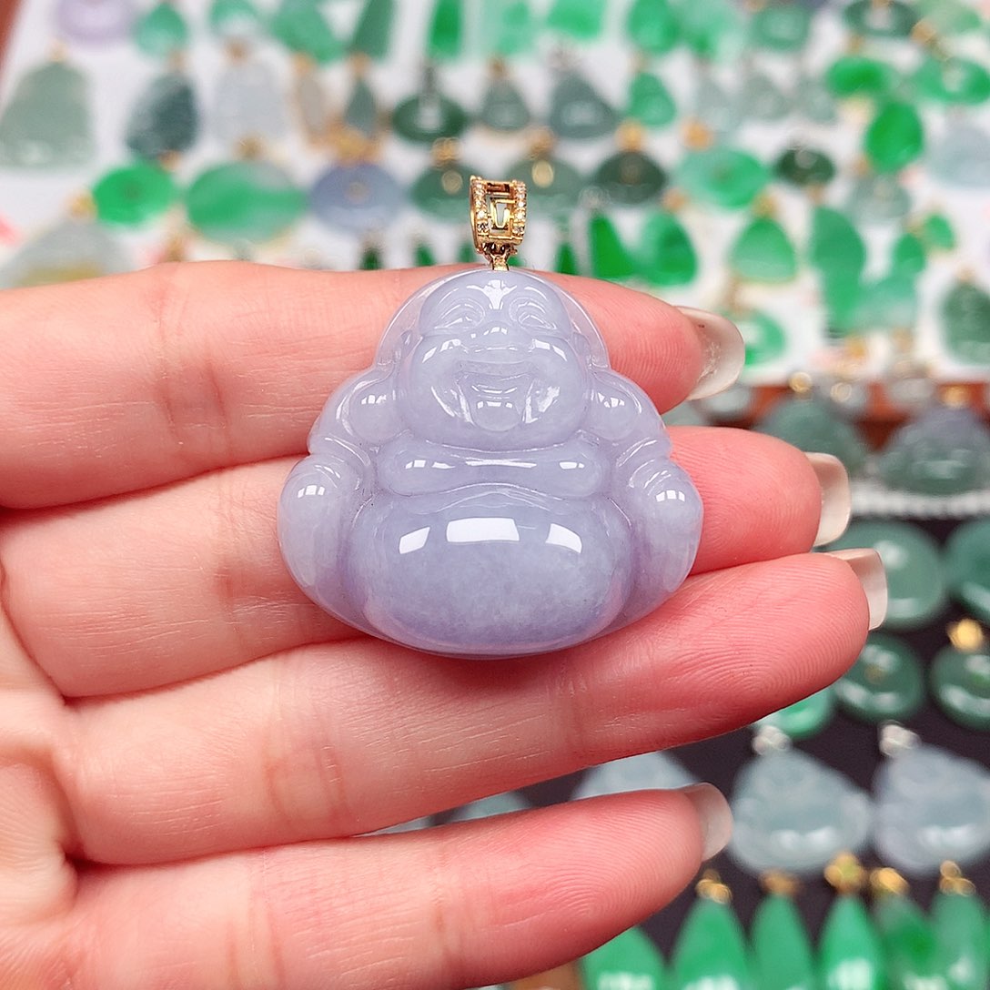 翡翠颈饰18K金镶嵌逆*?天然翡翠A货