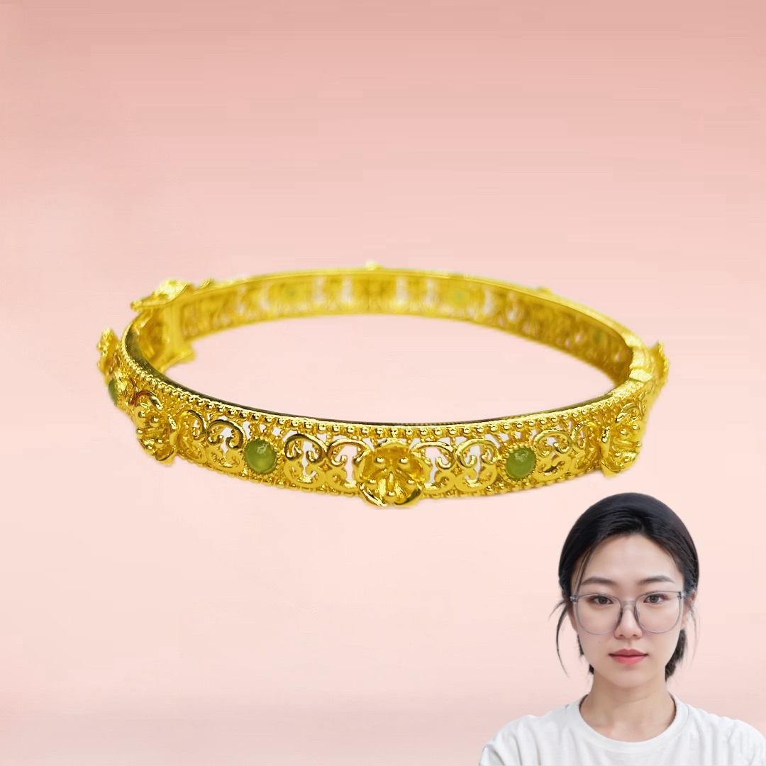 【梁总专属】时尚精美高端轻奢和田碧玉手镯合金【CM14574】