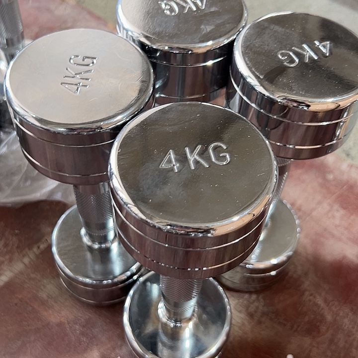 全新电镀纯钢4公斤哑铃一对