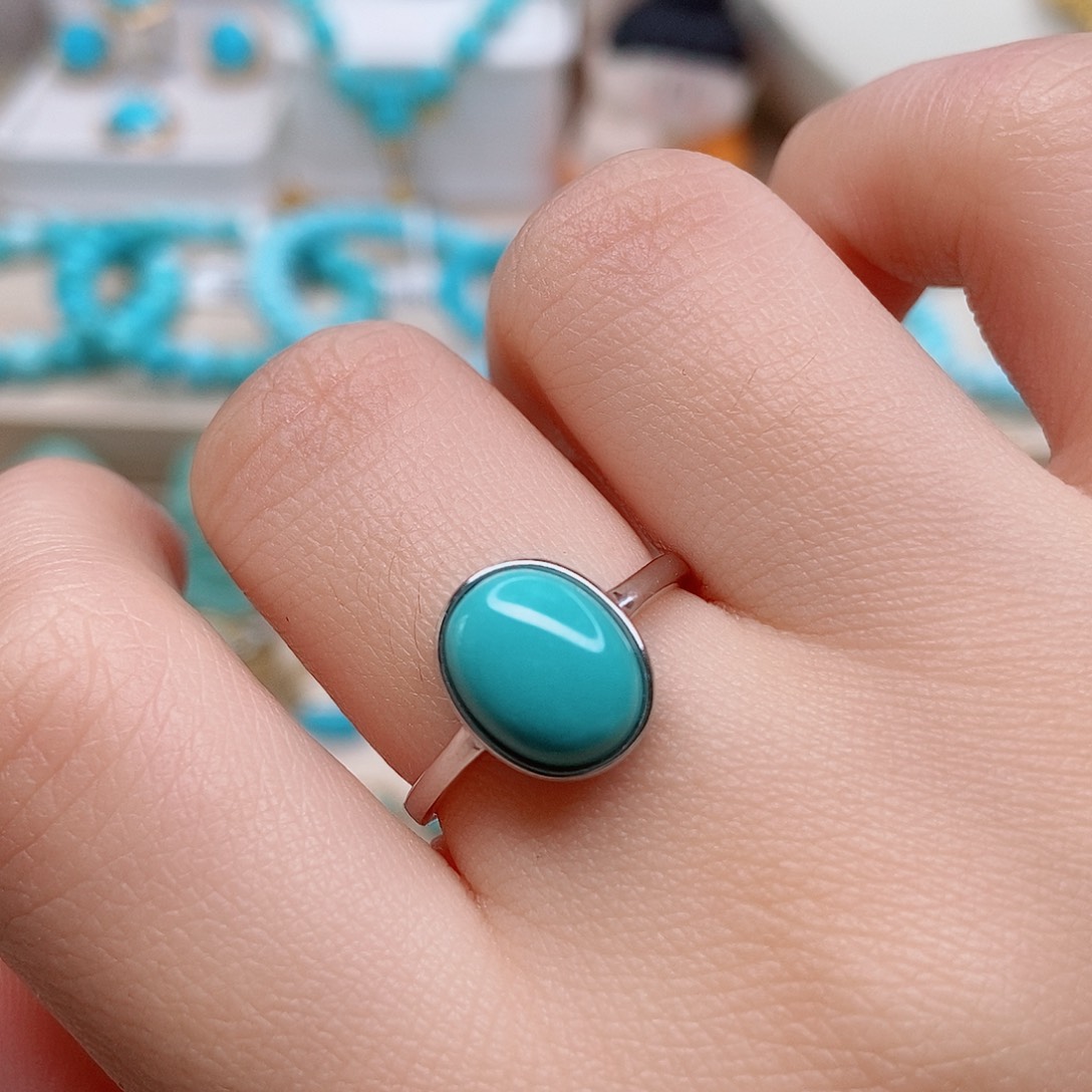 绿松石戒指银S925镶嵌