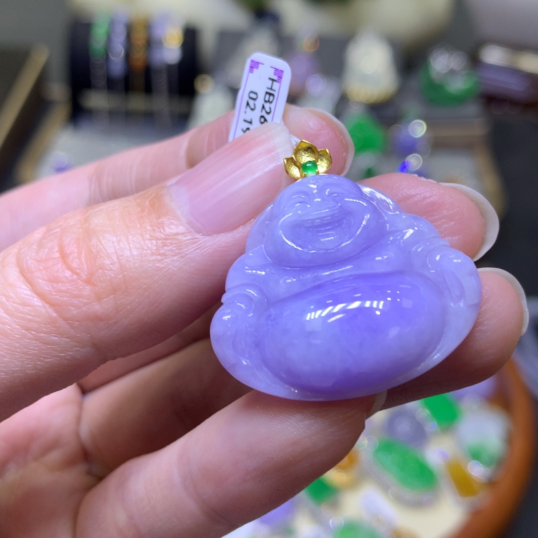 翡翠颈饰18K金镶嵌翡翠吊坠项链