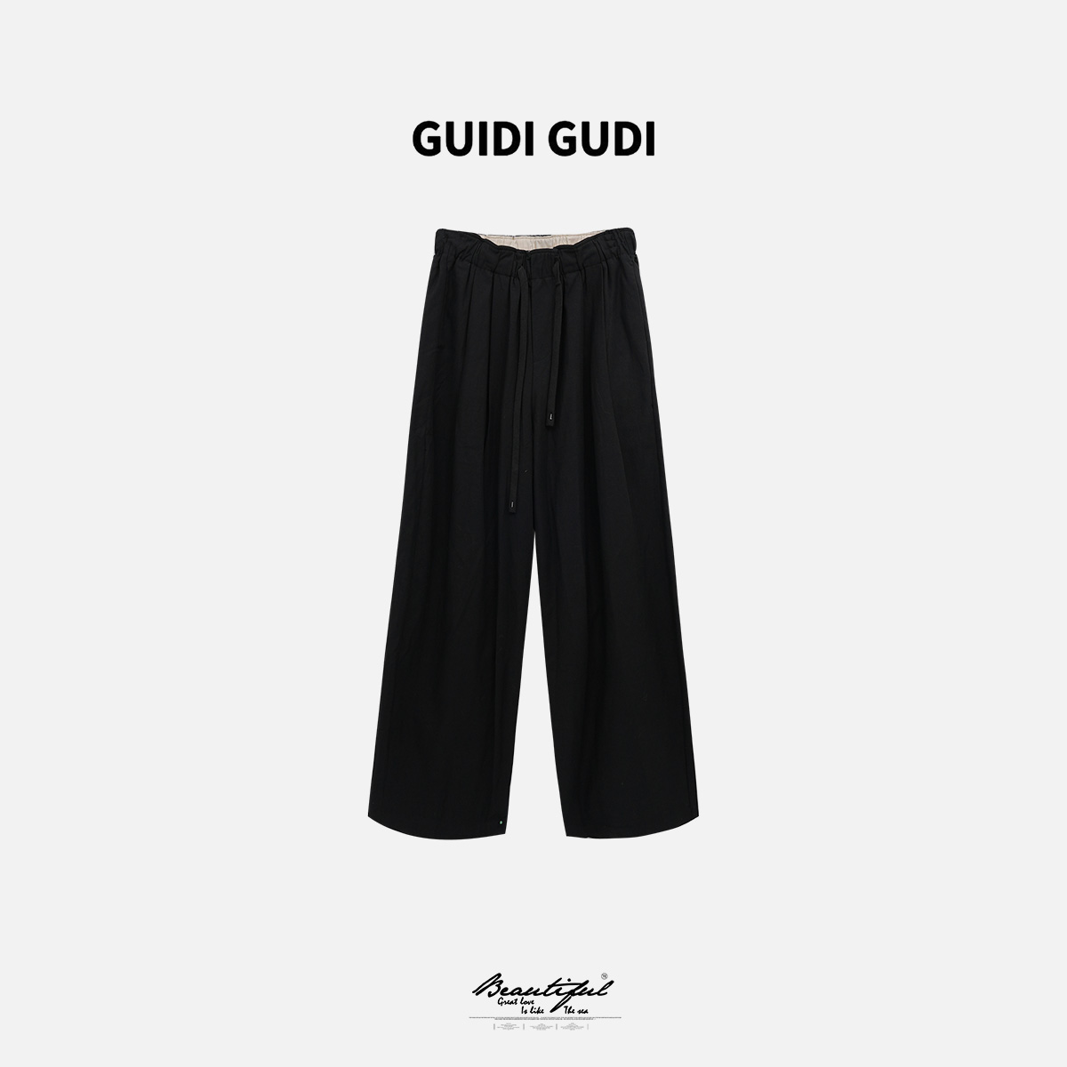 GUIDI GUDI【午夜恰恰】黄加蓝时尚百搭抽绳休闲裤 K9511272H