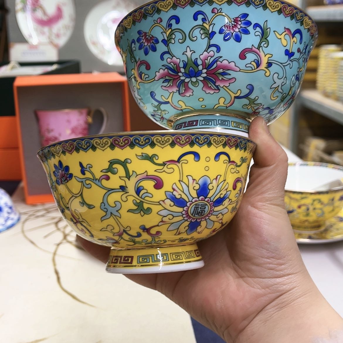 【闪购商品】珐琅5英寸3湖水蓝1黄。。。。。。