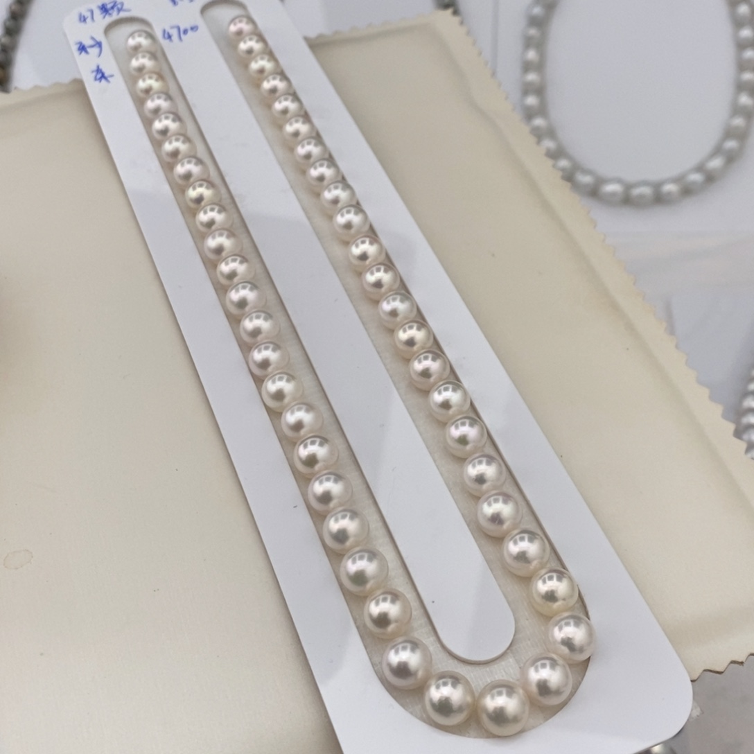 颈饰海水珍珠未镶嵌Akoya项链8.5-9mm47颗买断价无鉴赏