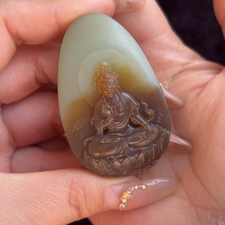 和田玉未镶嵌观音定制抛光不退换大*