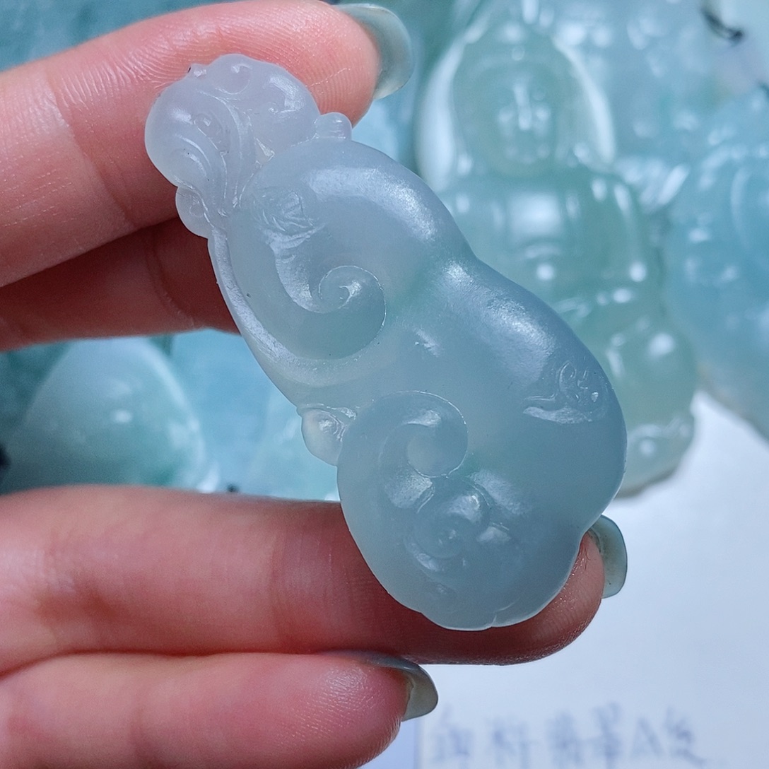 定制翡翠未镶嵌毛货付款后确认抛光