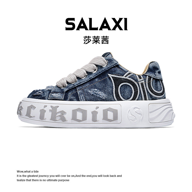 【双12】SALAXI/莎莱茜 龙年高定超火冬季新品男女黑鹰刺绣运动鞋