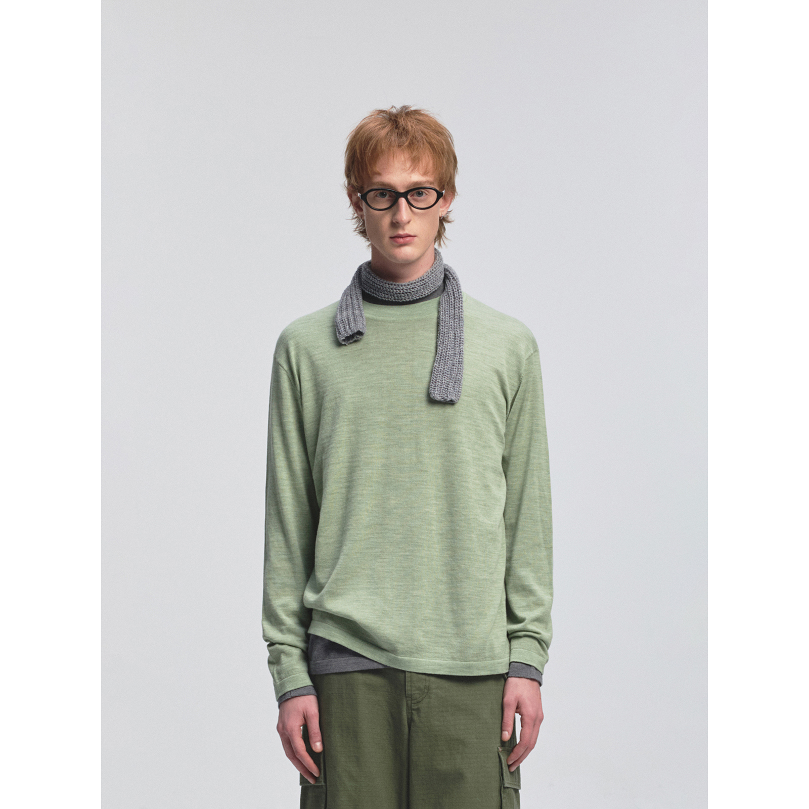 NANS 17.5微米扬子超细美利奴羊毛合身圆领基础打底针织衫 NS9M11