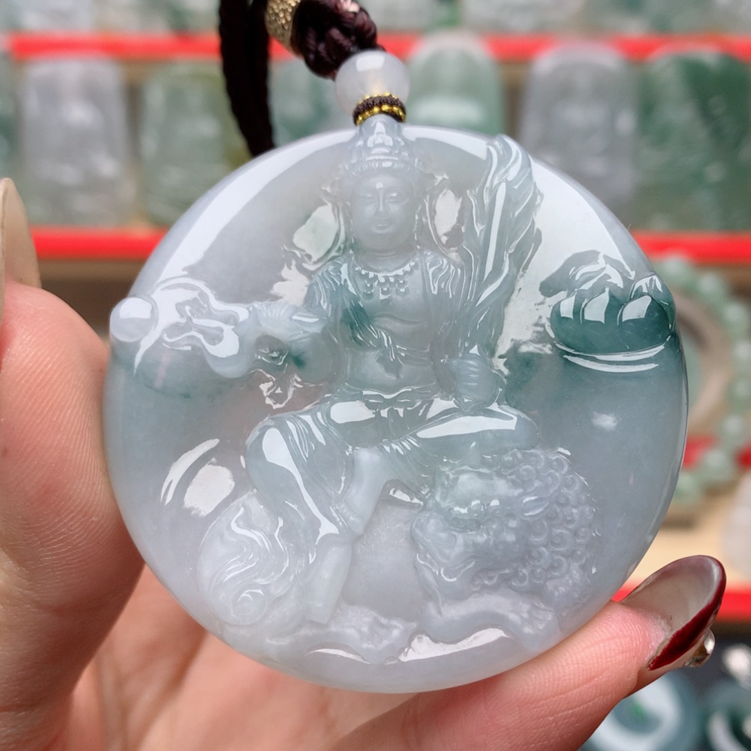 翡翠颈饰未镶嵌文殊菩萨