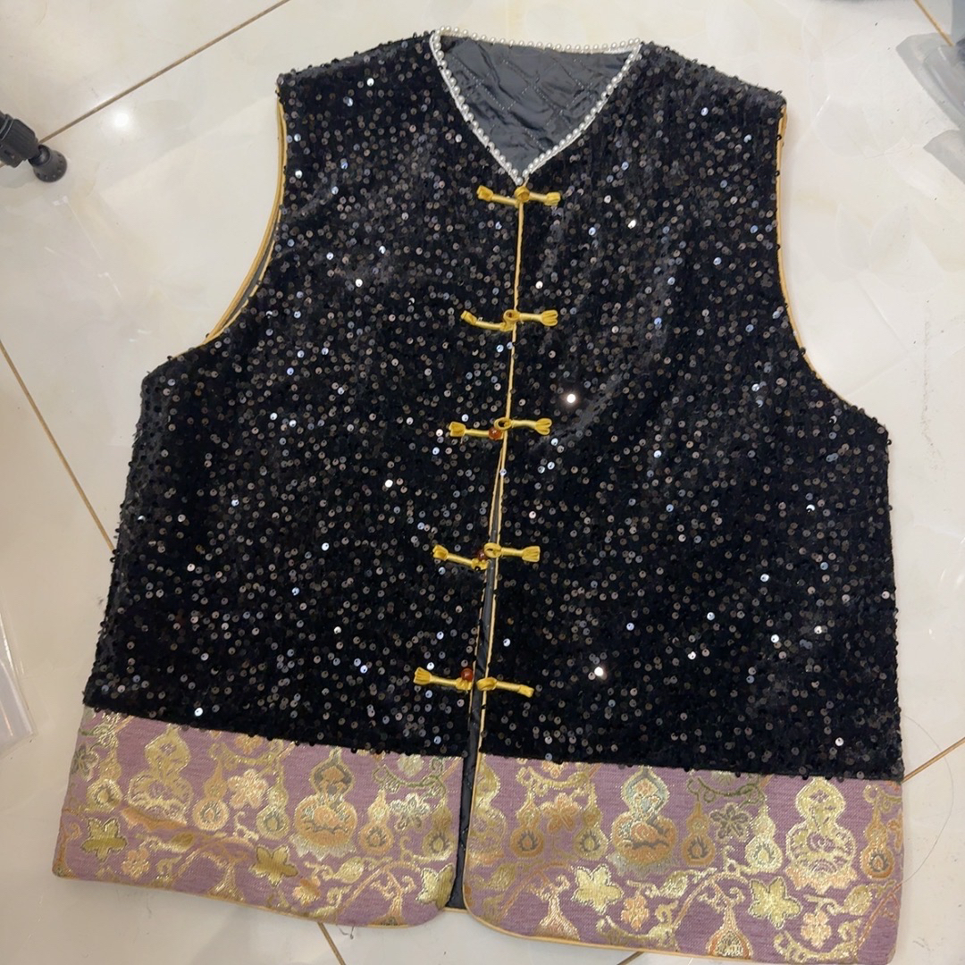 【晓林】新中式国风提花夹棉穿百搭气质女马甲冬季