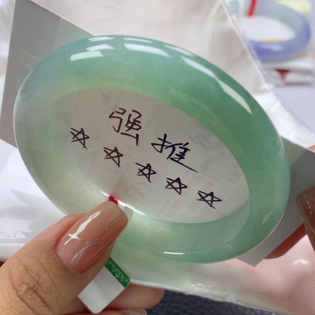 翡翠手镯未镶嵌缅甸天然翡翠手镯56.4正