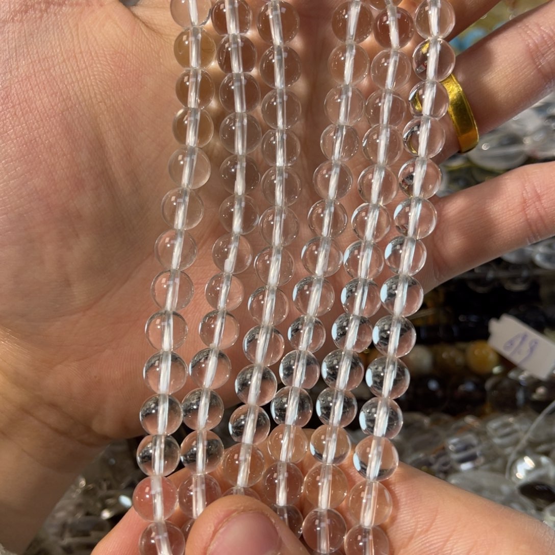 银S925镶嵌烟晶手链卡8纯净体白水晶