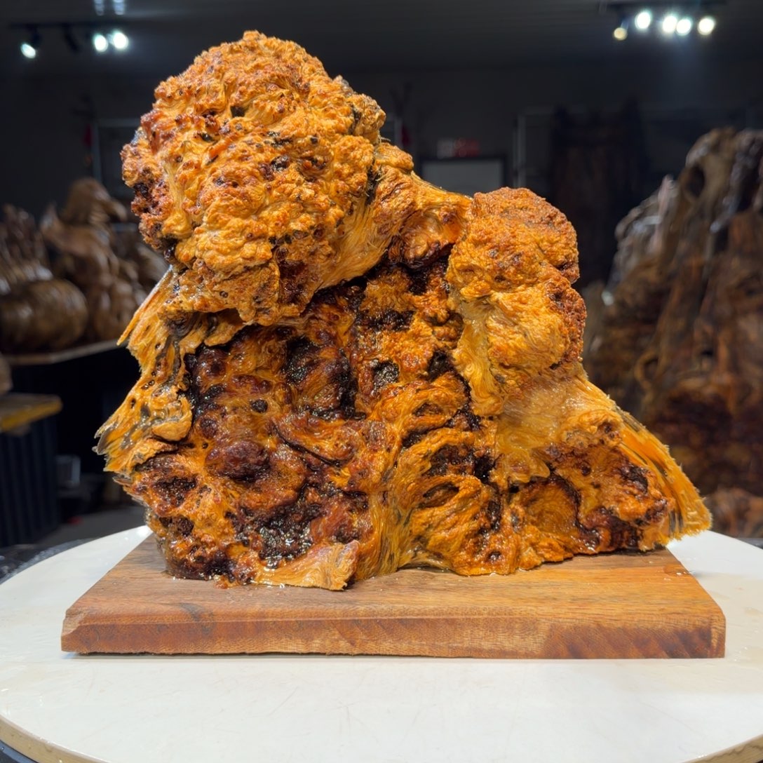 我***的木王一刀琥珀木摆件22