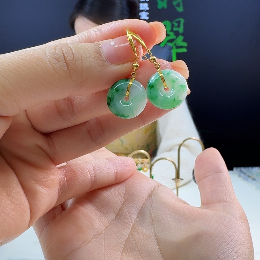 翡翠耳饰18K金镶嵌18k镶嵌