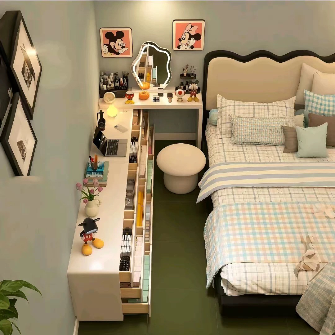 简约连体书桌柜旋转移动