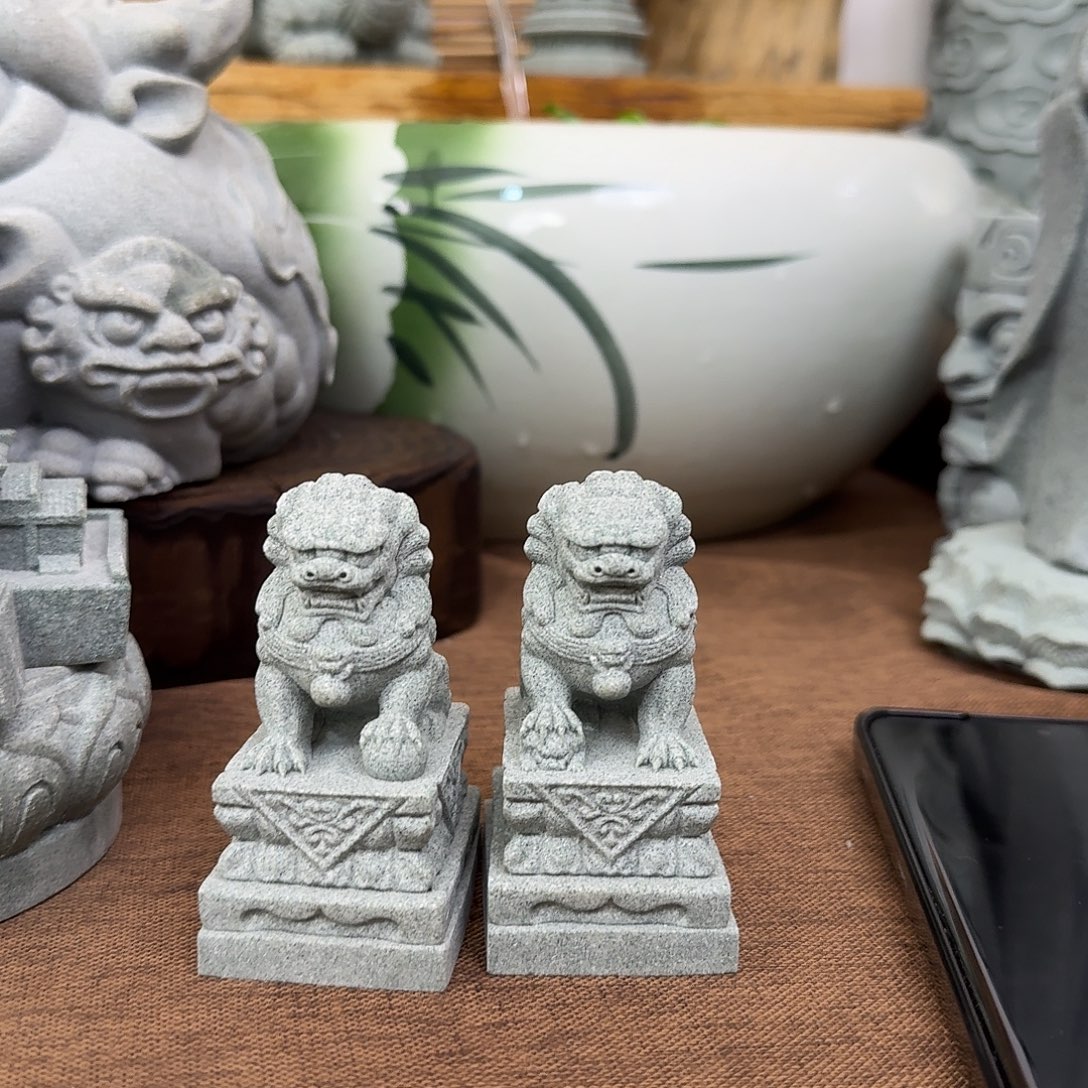 石材青砂石石狮子一对7