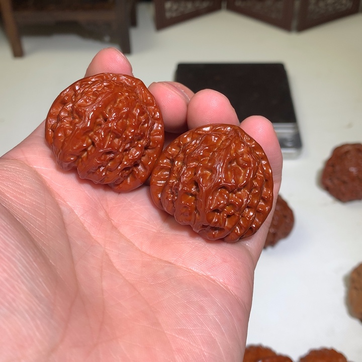 文玩核桃把件白狮子17