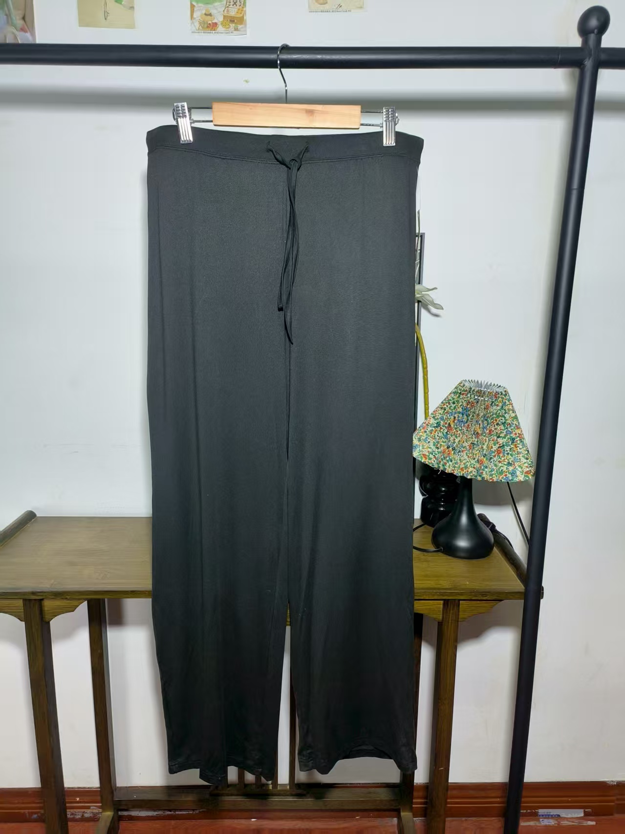 32D夏季长裤家居裤防蚊高腰百搭休闲裤阔腿裤带抽绳2206