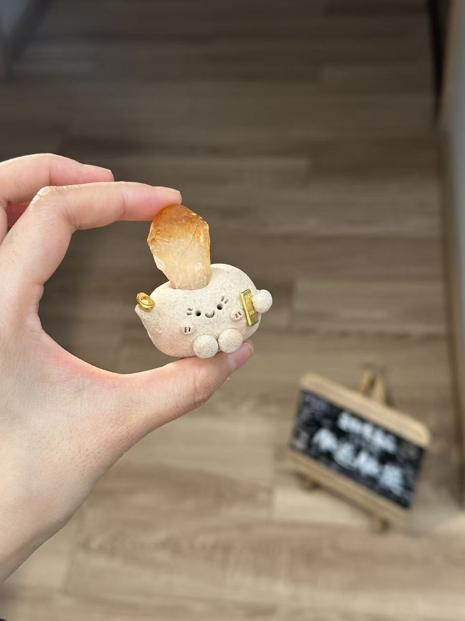 水晶小豆丁可爱高品质黄水精牙