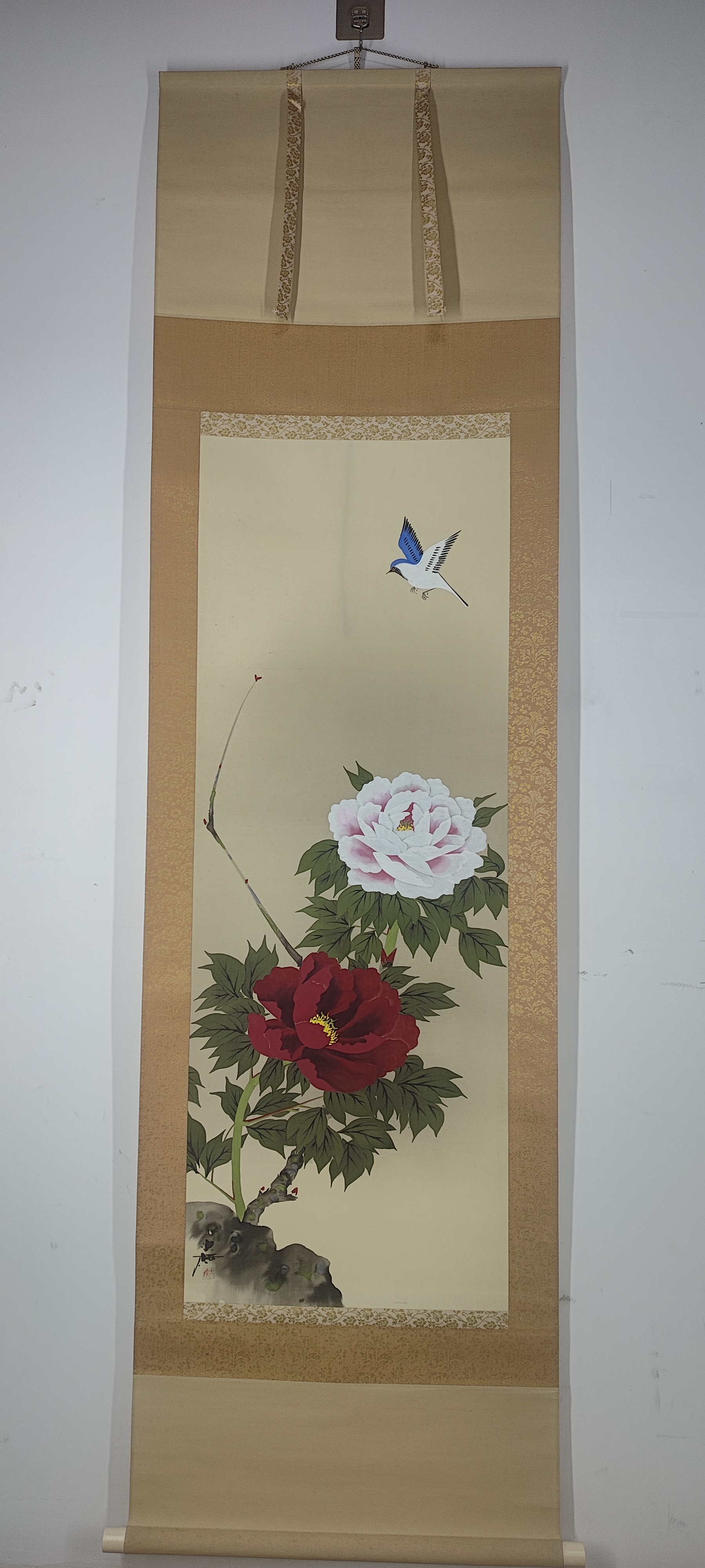 015(牡丹和鸟  画心410×1130 洪栖作品）装饰画